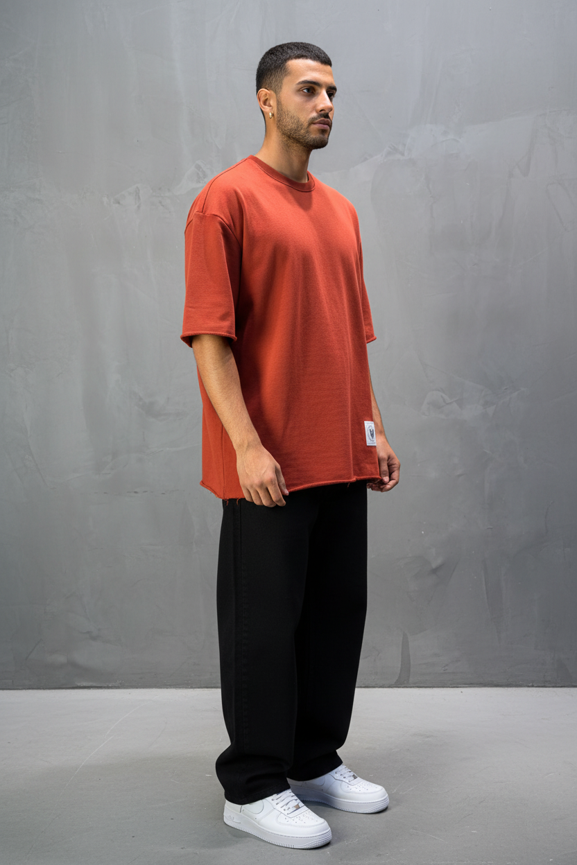 T-Shirt Oversize Rust Orange  – Tissu Épais  42