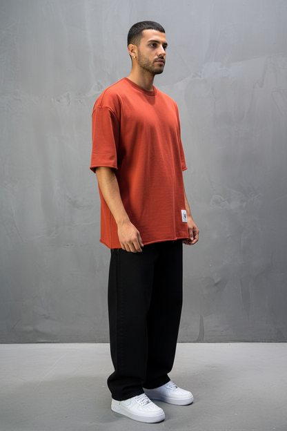 T-Shirt Oversize Rust Orange  – Tissu Épais  42