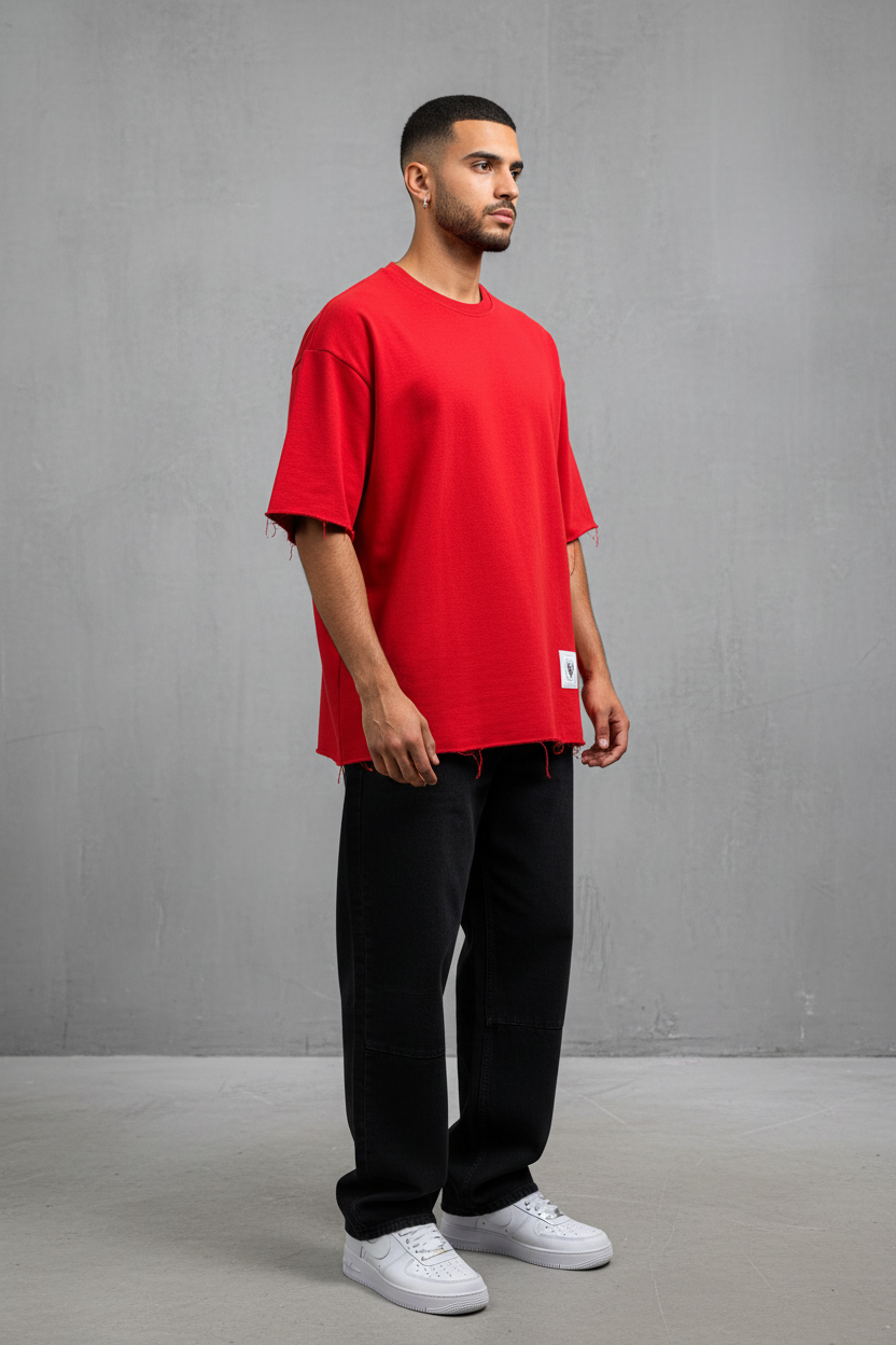 T-Shirt Oversize Red  – Tissu Épais  42