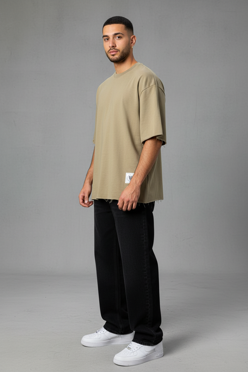 T-Shirt Oversize  Olive Beige  – Tissu Épais  42