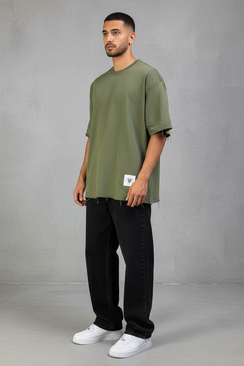 T-Shirt Oversize Army Green  – Tissu Épais  42