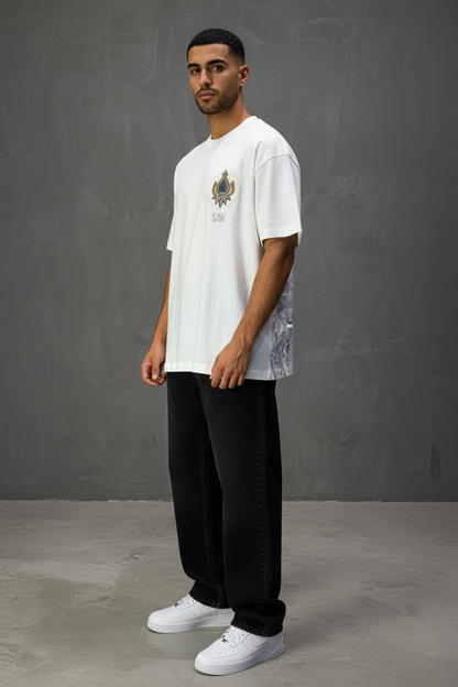 T-Shirt Blanc Oversize Broderie Paisley Baroque SAW 5112