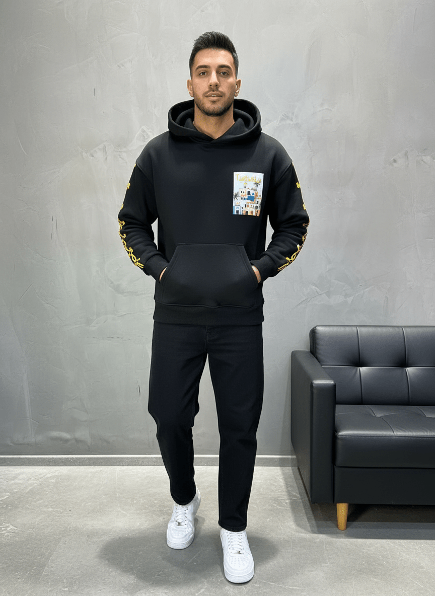 SWEAT CAPUCH NOIR TUNISIA 7857 - ZG PREMIUM