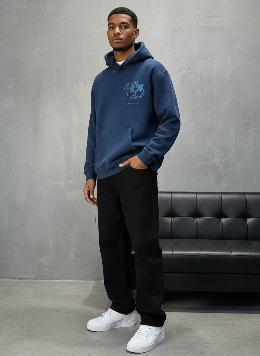 HOODIE SAW OVERSIZE BLUE 4998